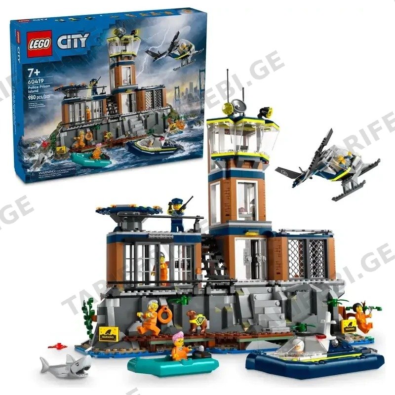კონსტრუქტორი LEGO CITY 60419 პოლიციის ციხის კუნძული (980 ნაწილი)
