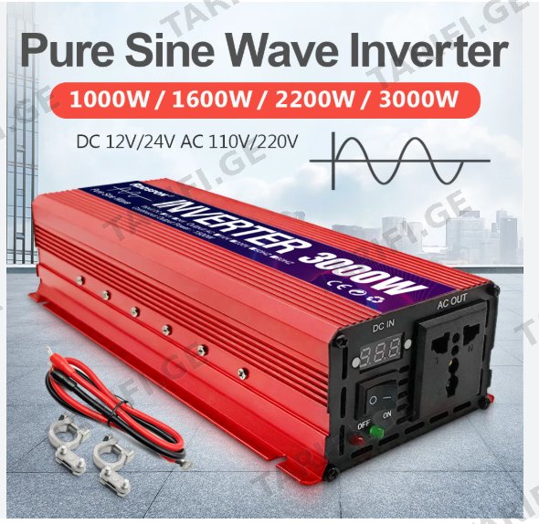 EAST – 1000W, სახლის ინვერტორი, 12V/20A(max 40A), pure sine wave, with DC module