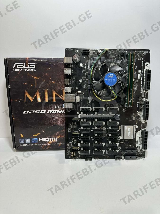 მაინინგის კომბო Asus + intel G4400 + 8GB