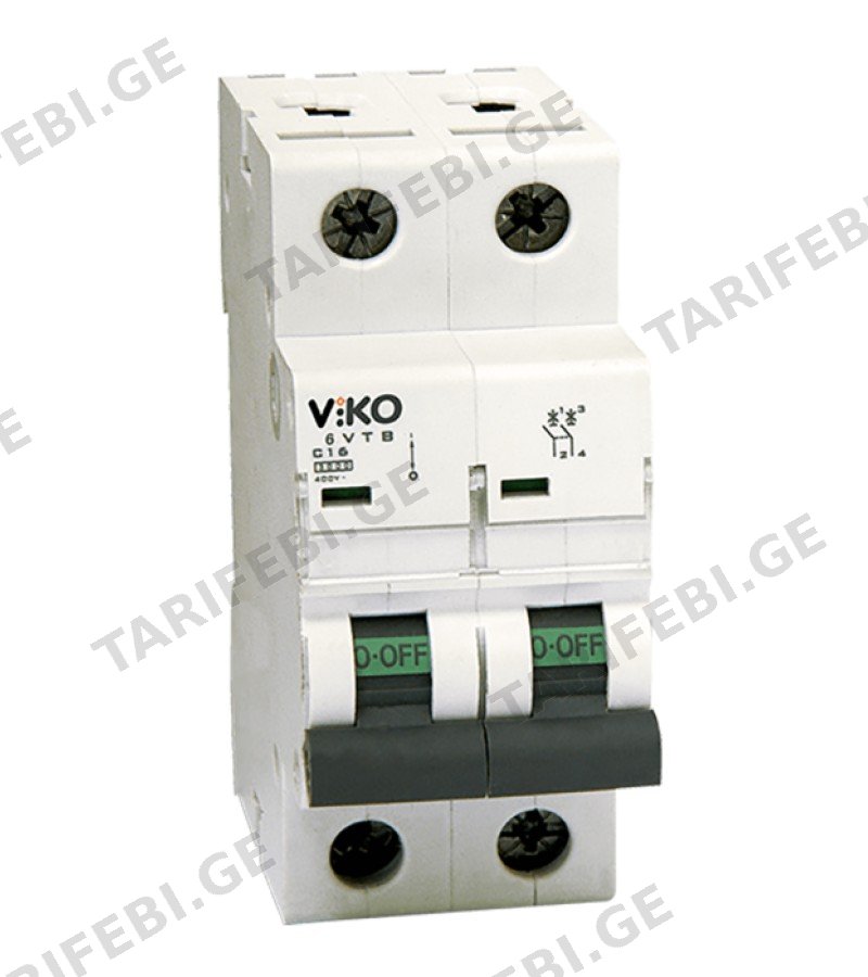 ელექტრო დამცველი 2*100A C 6 kA 6VTB-2C100 VIKO