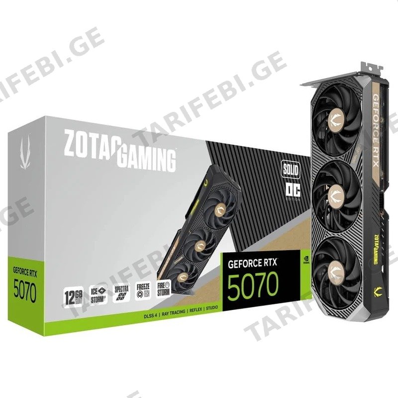 ვიდეო დაფა ZOTAC GEFORCE RTX 5070 SOLID OC 12GB GDDR7 192-BIT ZT-B50700J-10P