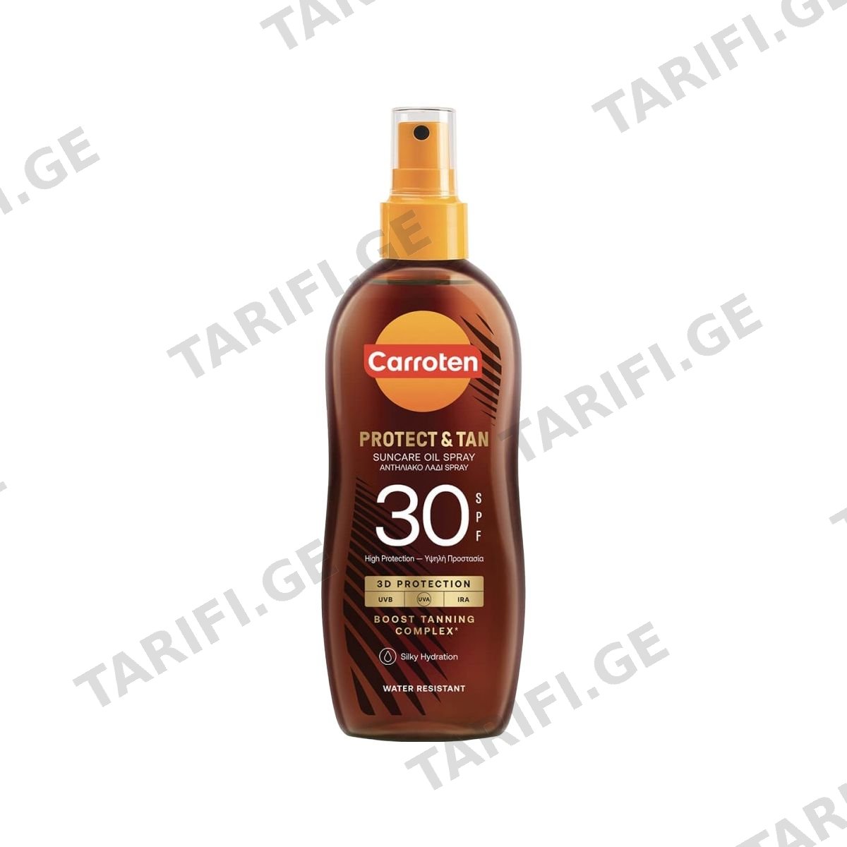 მზისგან დამცავი ზეთ-სპრეი რუჯი და დაცვა SPF 30 150 მლ 0296 კაროტენი - Carroten