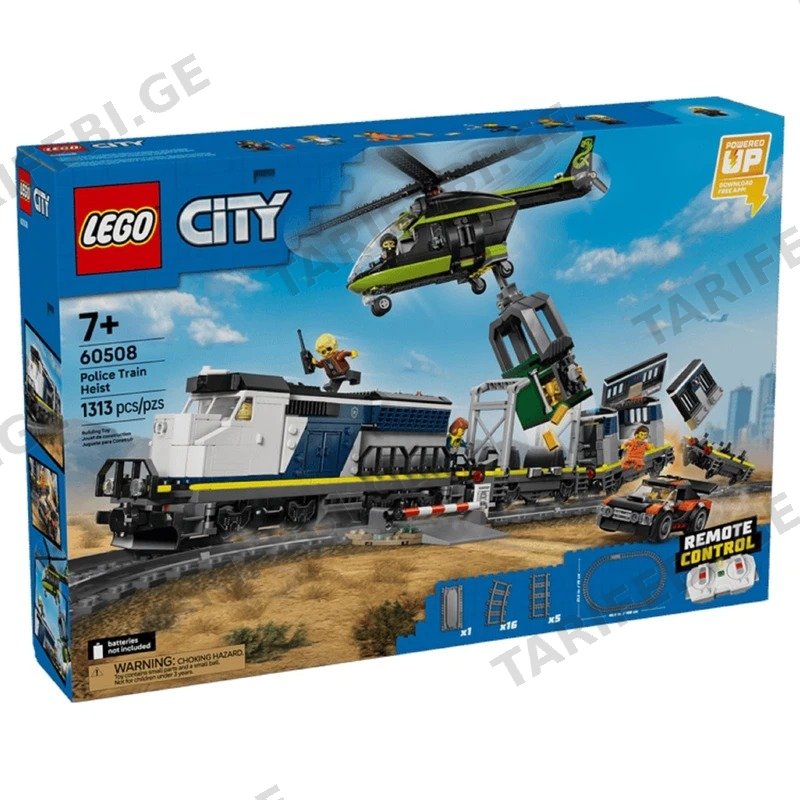 ასაწყობი კონსტრუქცია LEGO CITY 60508 POLICE TRAIN HEIST, 1313 ნაწილი