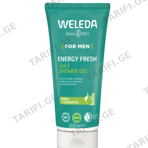 ველედა - მამაკაცის შხაპის გელი 3X1 Energy Fresh 200მლ