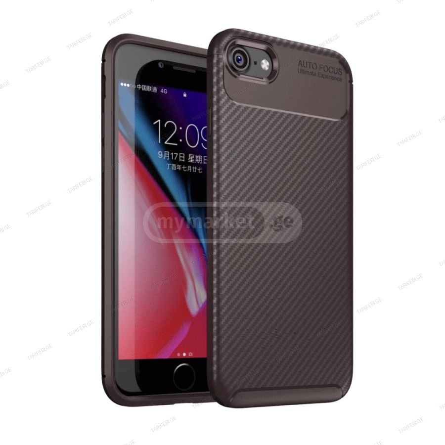 კარბონის ქეისი iPhone 8 Focus Carbon Case - ყავისფერი