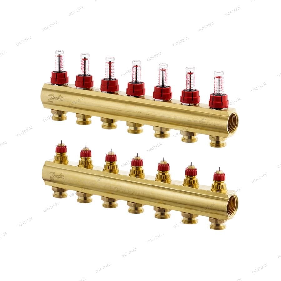 Danfoss კოლექტორების კომპლექტი ხარჯმზომებით 7+7