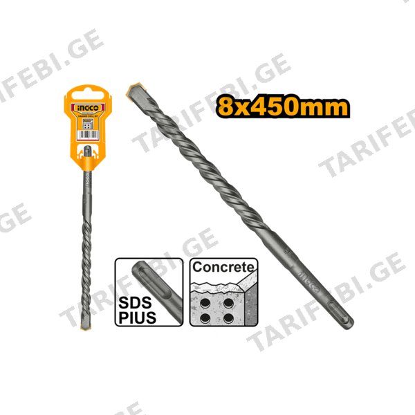 ბეტონის ბურღი 8X450 მმ SDS+ DBH1210806 INGCO