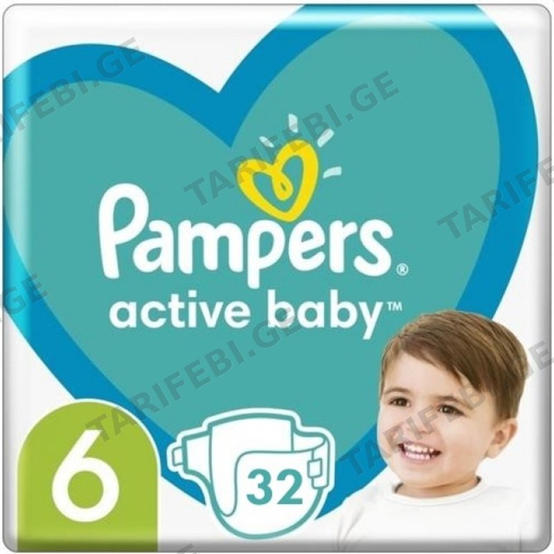ბავშვის საფენი PAMPERS ACTIVE BABY ზომა 6 (13-18 კგ)
