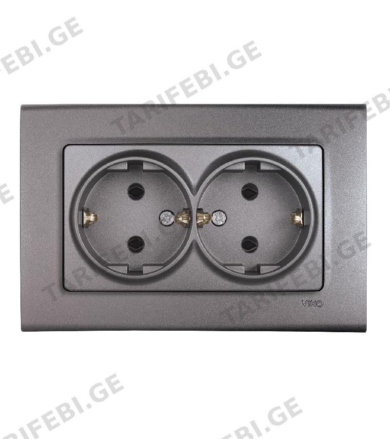 როზეტი დამიწებით 2-ნი LINNERA GRANIT GRISI #90402056-MD VIKO by Panasonic