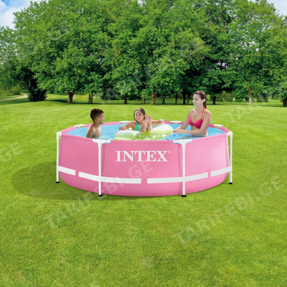 მრგვალი კარკასული აუზი Intex Pink Metal Frame 28290EH 244x76 სმ ვარდისფერი