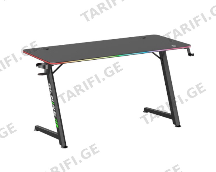 გეიმერული მაგიდა Vertex VX-GD-02RGBB Gaming Desk With RGB Lighting On Desk Edge Black/Matte Black