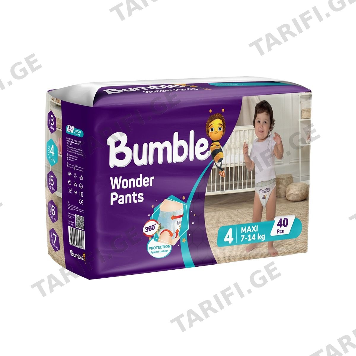 ბავშვის ტრუსი 7-14კგ 40 ცალი 0328 ბამბლ ბეიბი - Bumble Baby