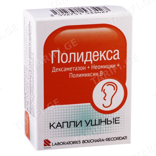 პოლიდექსა წვეთები ყურის 10.5მლ ფლაკონი #1 0 Polidexa ear dr 10.5ml