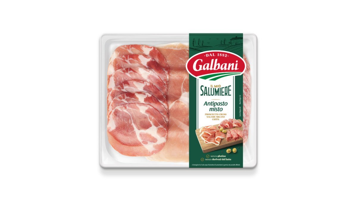 "Galbani"- ხორცის ასორტი 110გ. (PROSCIUTTO CRUDO, COPPA, SALAME)
