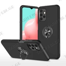 Samsung Galaxy A72 Elit Ring Case სილიკონის ქეისი ბეჭდით - შავი