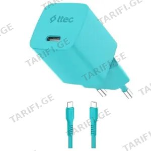 Ttec SmartCharger Gan 45W AVS PD Travel Fast Charger+USB-C 60W Cable 2SCG45CNM