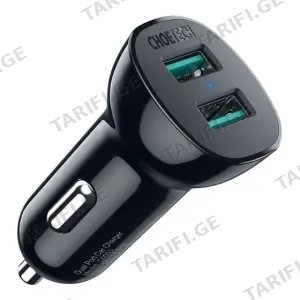 Choetech C0051-V5 36W QC 3.0 Dual USB-A Car Charger (XX-C0051-V5-BK)