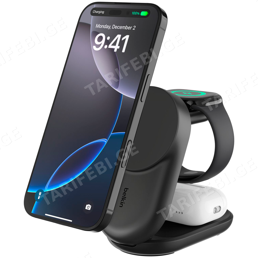 BELKIN 25w Qi2 3-IN-1 Foldable Charger, Black