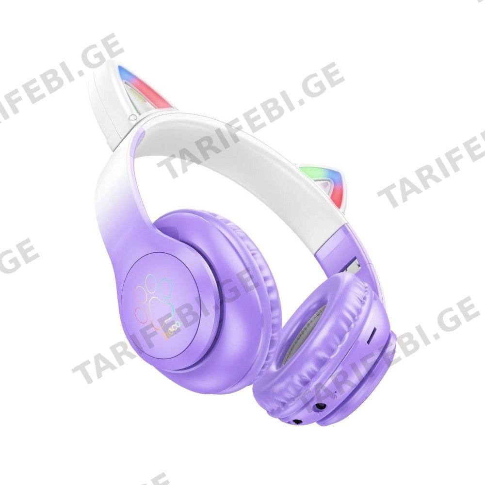 ყურსასმენი Hoco W42 Cat Ears BT Headphones Purple
