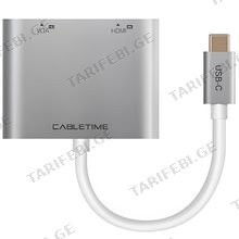 CABLETIME CT-C160-PU31-CMHV-S0.15 PREMIUM Type-C USB ჰაბი
