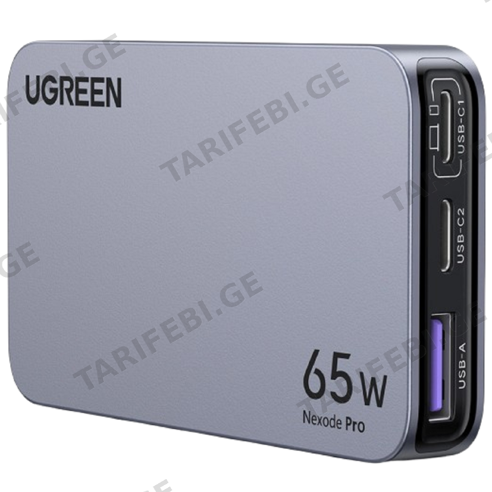 მობილურის დამტენი UGREEN X753 (25356) Nexode Pro, 65W, USB, Type-C, Ultra Slim Travel Adapter, Grey