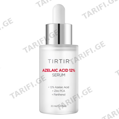 ტირტირი - სახის შრატი AZELAIC ACID 12% სიწითლის საწინააღმდეგო/სებო მარეგულირებელი ცხიმიანი კანის 30მლ