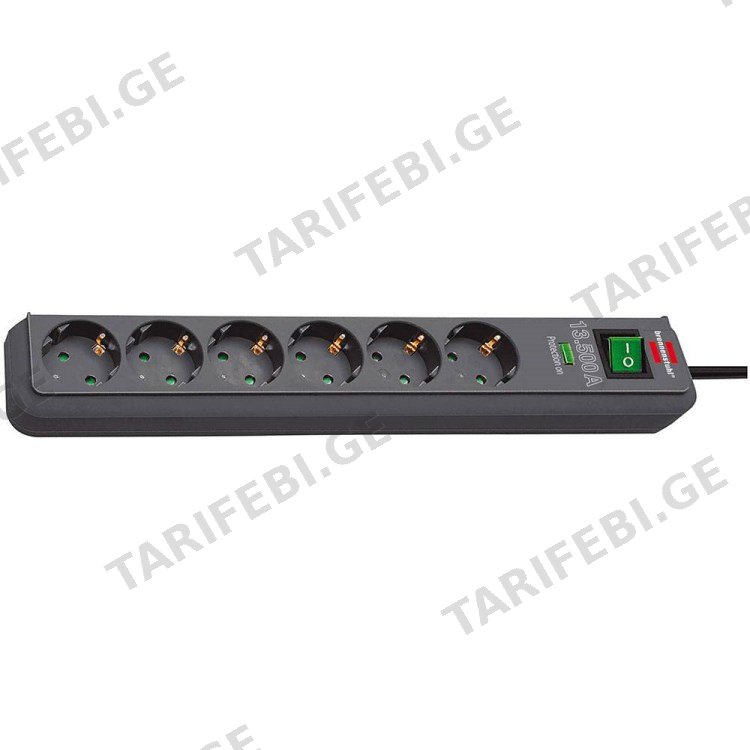 დამაგრძელებელი 6 Brennenstuhl 5მ 13.500A ანტრაციტი Eco-Line