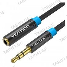 VENTION VAB-B06-B150-M Cotton Braided 3.5mm Audio Extension Cable 1.5M Black Metal Type