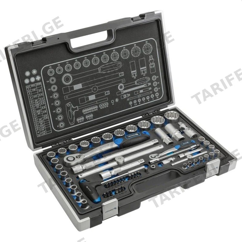 ხელის ინსტრუმენტების ნაკრები HOGERT HT1R470 60 ცალი