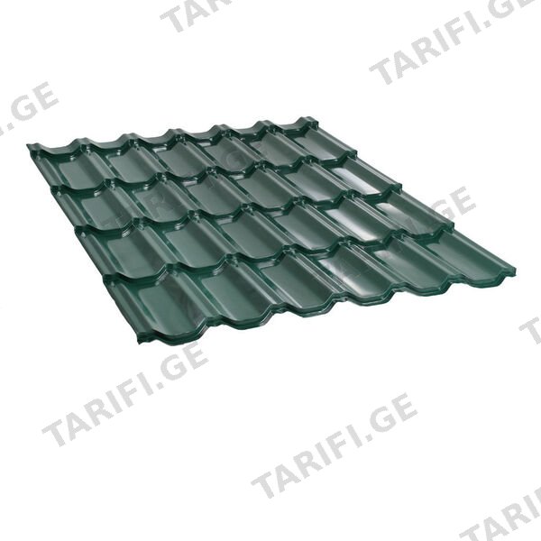 მეტალოკრამიტი ფერადი თუნუქის სახურავი 0.5X1200 პრიალა RAL6005 NOVA