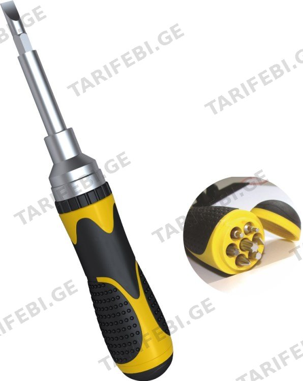 სახრახნისი/ჭრიალა + ბიტების ნაკრები Topmaster 223901 16 ც