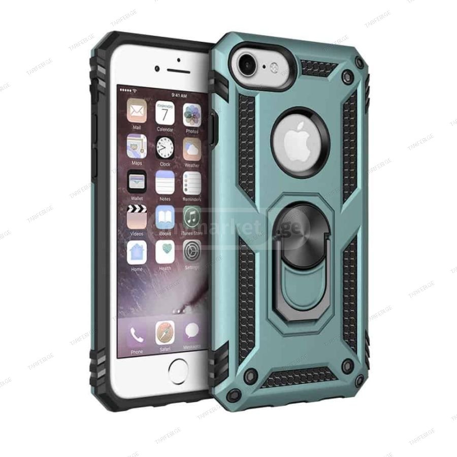 iPhone 7 Sofia Ring Case სილიკონის ქეისი ბეჭდით - მწვანე