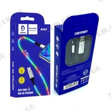 DENMEN D25T Lightning USB მანათობელი კაბელი