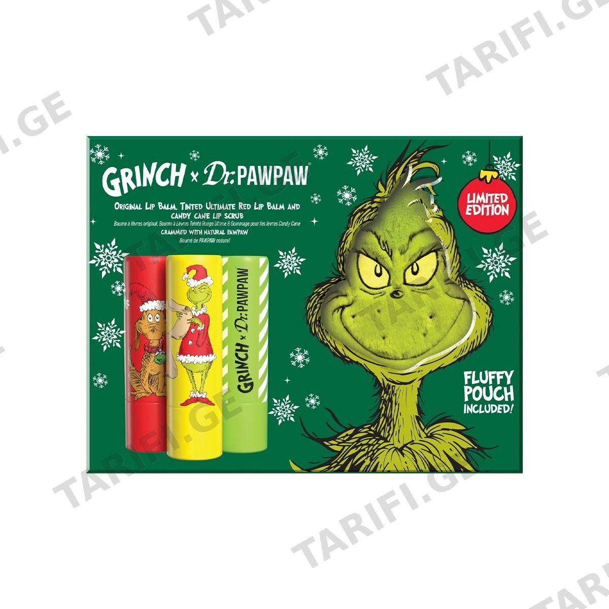 ტუჩის მოვლის ნაკრები Red Lip Candy Cane And Original Grinch 5550 დოქტორ პაუ პაუ - Dr. Pawpaw