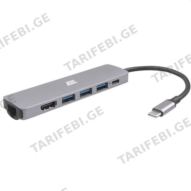 USB-C ჰაბი 2E W-2684 SILVER