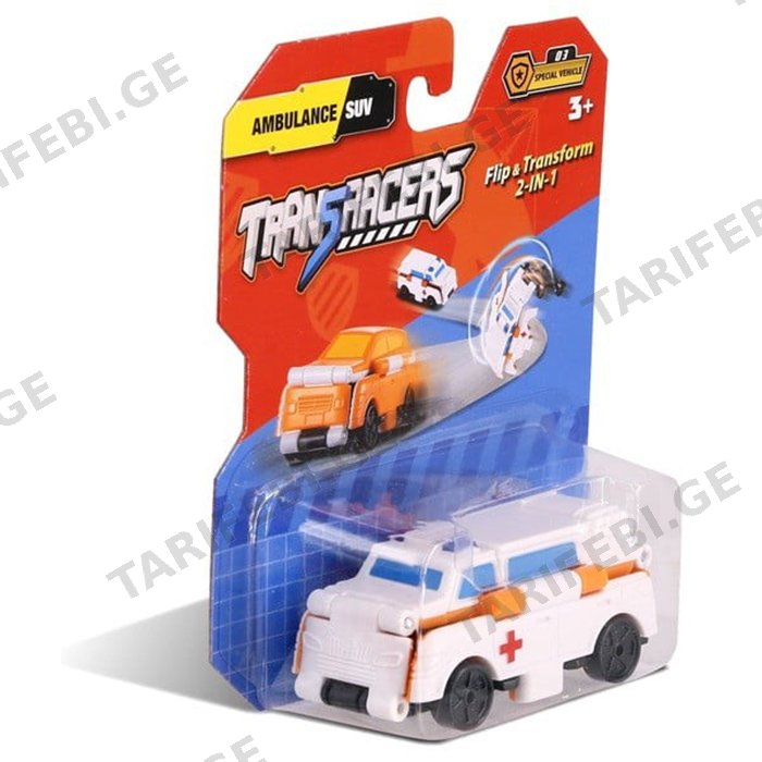 სათამაშო მანქანა TRANSRACERS EU463875-06 AMBULANCE & SUV