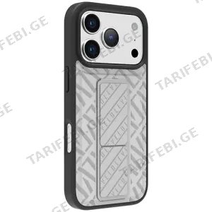 Levelo Morphix Cuero Gripstand Case for iPhone 17 Pro Max Silverstone