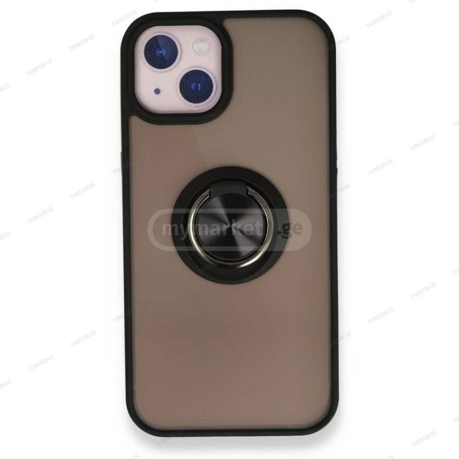 iPhone 13 Montreal Ring სილიკონის ქეისი ბეჭდით - შავი