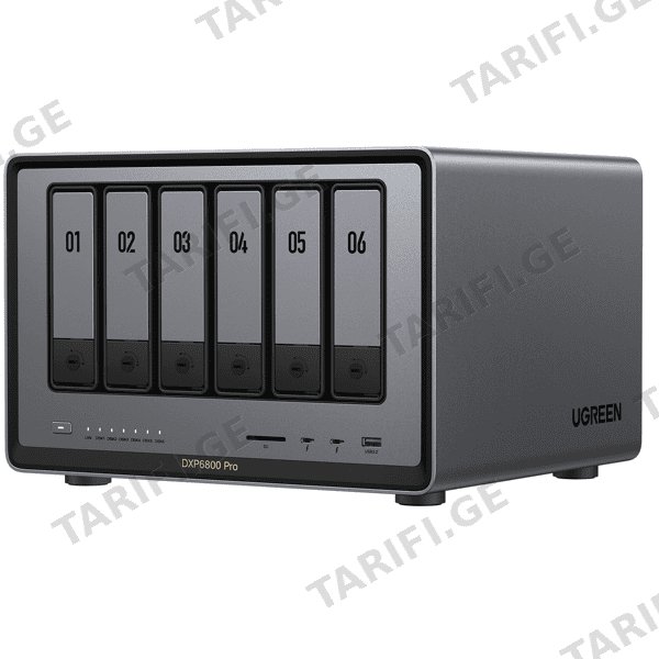 Storage System UGREEN NASync DXP6800Pro (25899B), Intel i5 1235U, 8GB, RJ45, USB, Type-C, HDMI, Space Gray