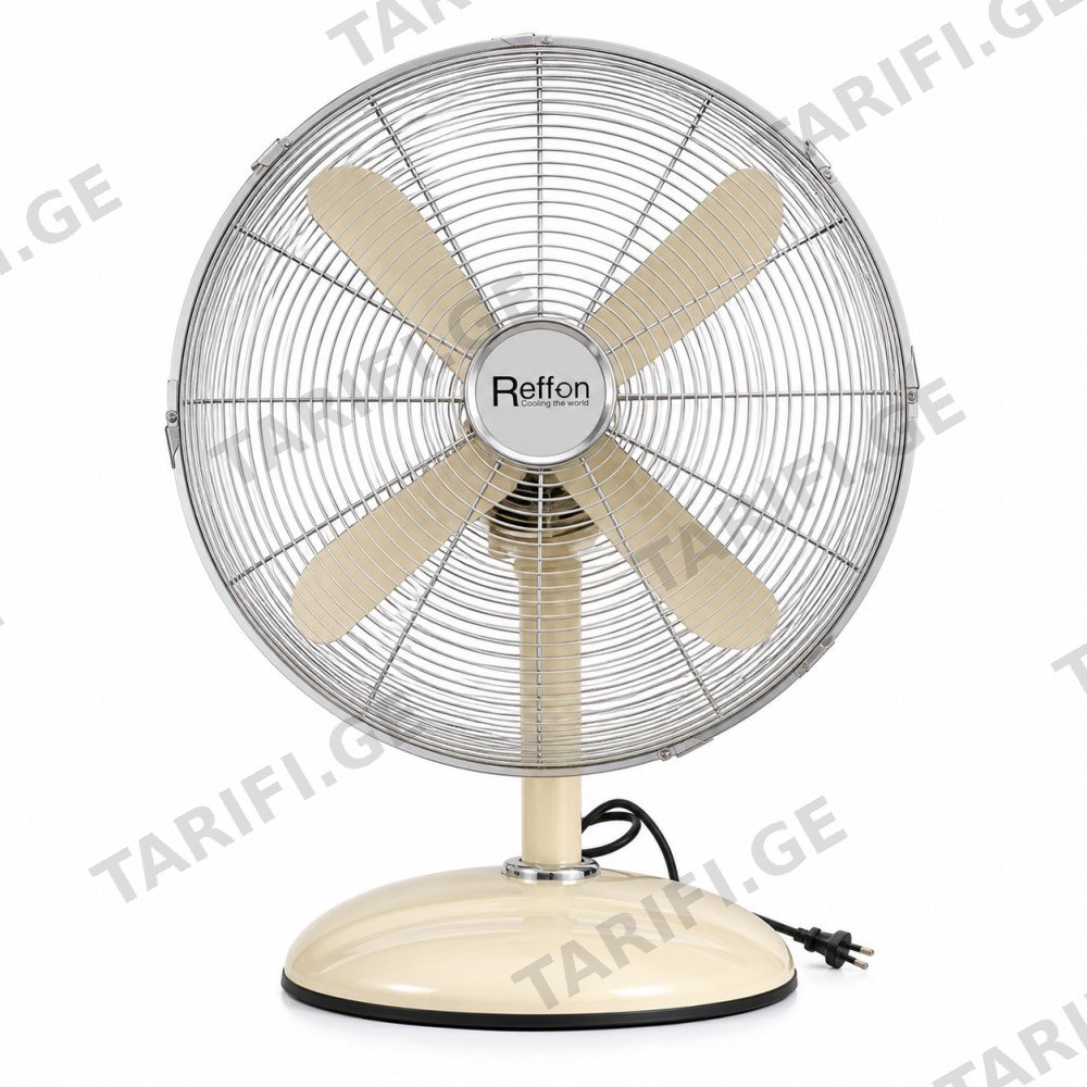 მაგიდის ვენტილატორი Reffon FT-40M-YL 50W ყვითელი ქრომი