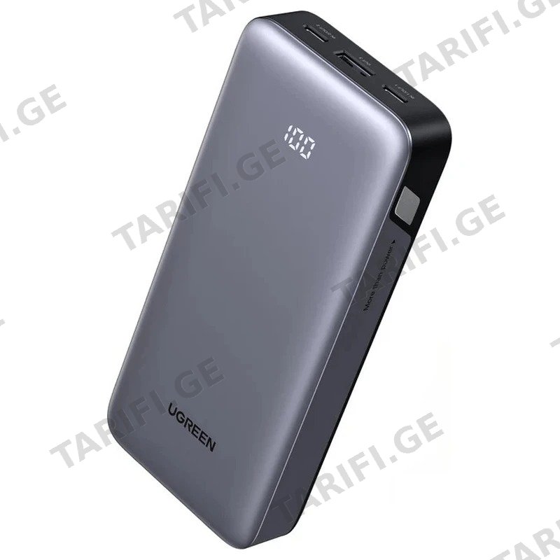 პორტატული დამტენი UGREEN PB532 (55989B) 20000MAH 30W FAST CHARGING ნაცრისფერი