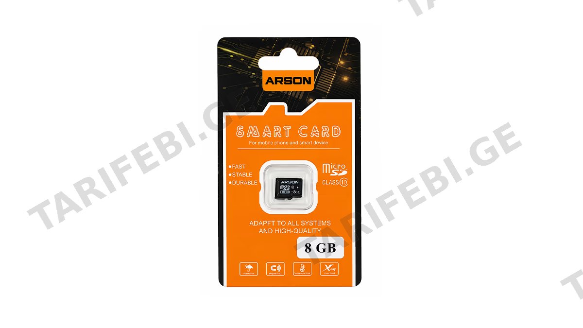ARSON Micro SD Card 8GB class 10 მეხსიერების ბარათი (5195)