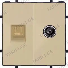 როზეტი Style Internet Socket ორ სექციური CAT6 RJ45 TV Female ოქროსფერი