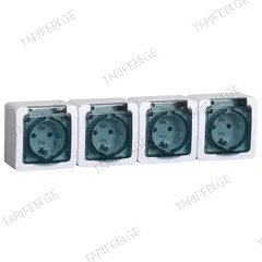 როზეტი დამიწებით IEK ERMP42-K03-16-54-EC 4 განყოფილებიანი IP54 თავსახურით