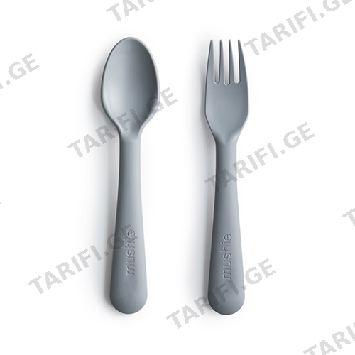 მუში - ჩანგალი და კოვზი ცისფერი 0789 Mushie Fork Spoon Cloud