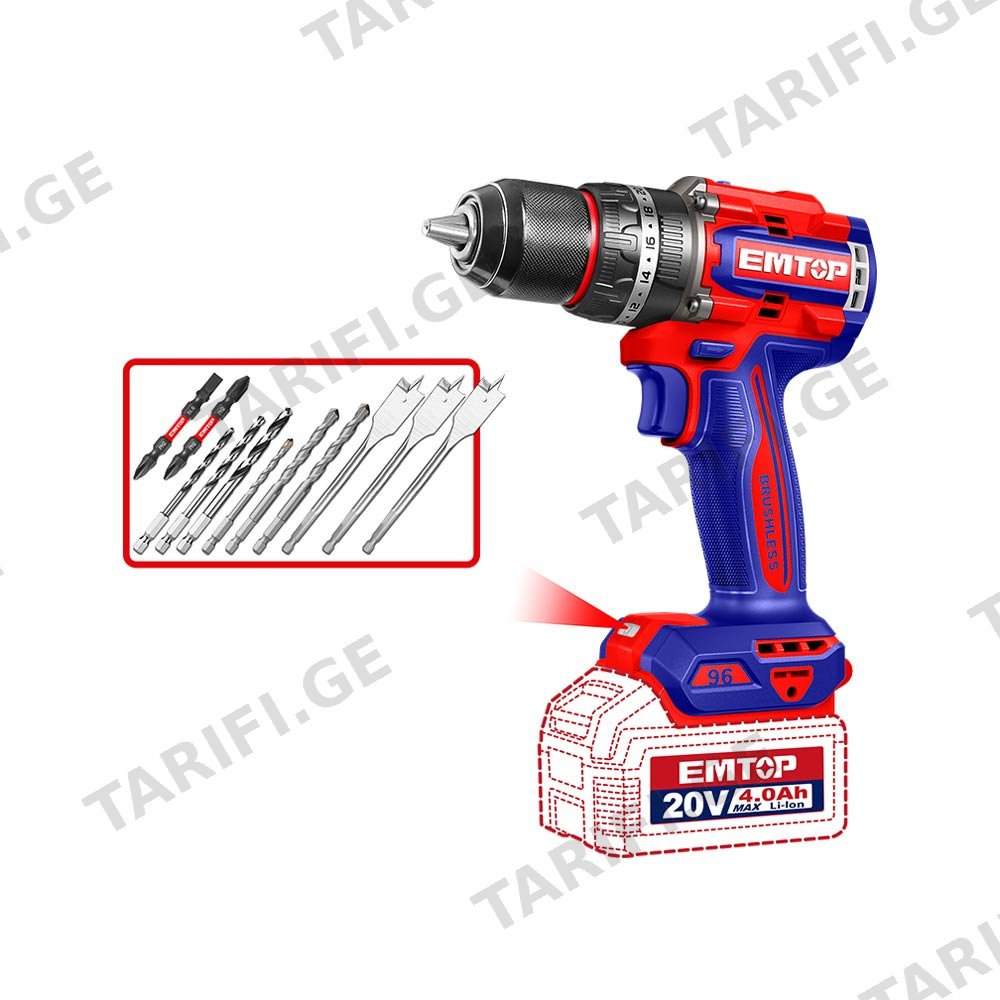 ხრახნდამჭერი EMTOP Li-Ion 96N-m 20ვ,ECIDL209681