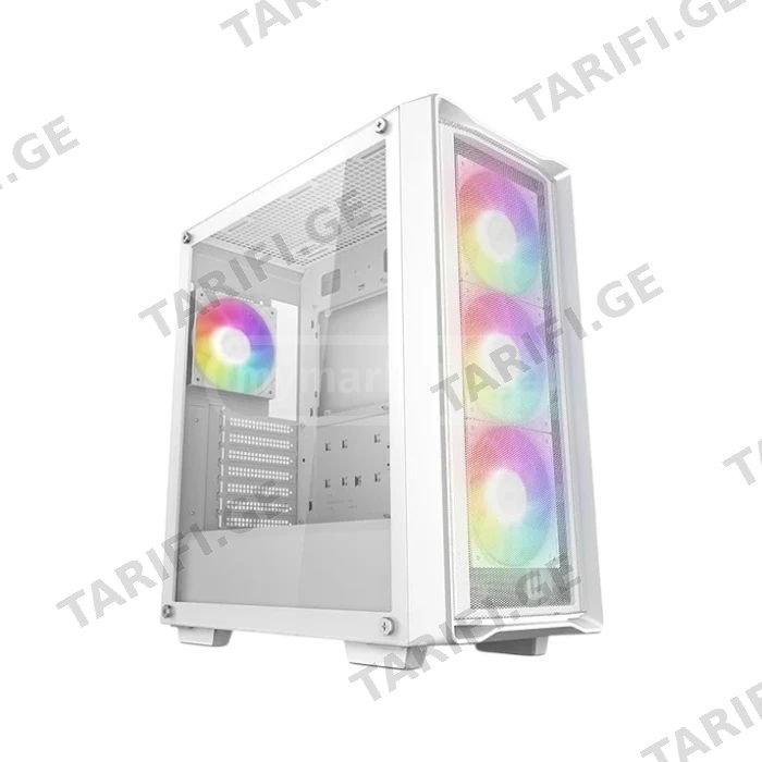 ქეისი CC560 MESH V2 DEEPCOOL, Mid Tower 2x3.5 1x2.5, 4×120mm ARGB, White• ბრენდი: DeepCool• მოდელი: CC560 Mesh V2 WH• პროდუქტის ტიპი: კომპიუტერის კორპუსი• მასალა: ფოლადი, პლასტმასი, ბადე• შემავალი/გამ