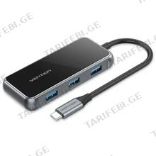 VENTION TFDHB Multi-function USB-C to USB3.0*4/PD Docking Station 0.15M Gray Mirrored Surface Type USB ჰაბი