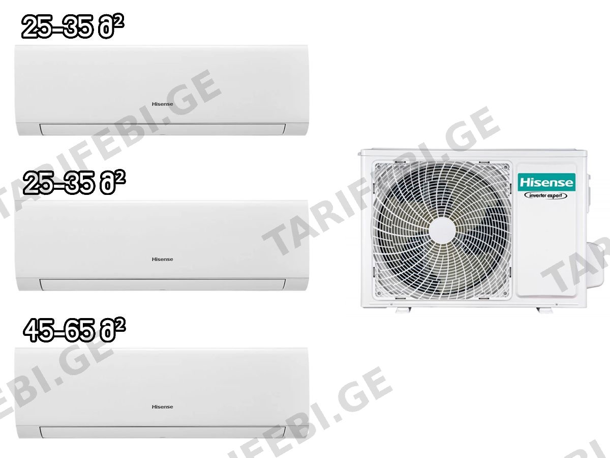 მულტი სპლიტ კონდიციონერი Hisense AMW3-24U4RJC + AST-09UW4RMRCA00 + AST-09UW4RMRCA00	+ AST-18UW4RXADJ03 ინვერტერი შიდა და გარე ბლოკი