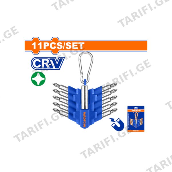 11 ც-იანი ხრახნდამჭერი თავაკების ნაკრები მაგნიტით (WBS1602) WADFOW